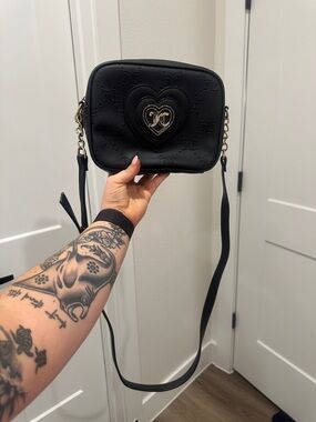 Juicy Couture Black Heart Crossbody Bag with Heart Emblem